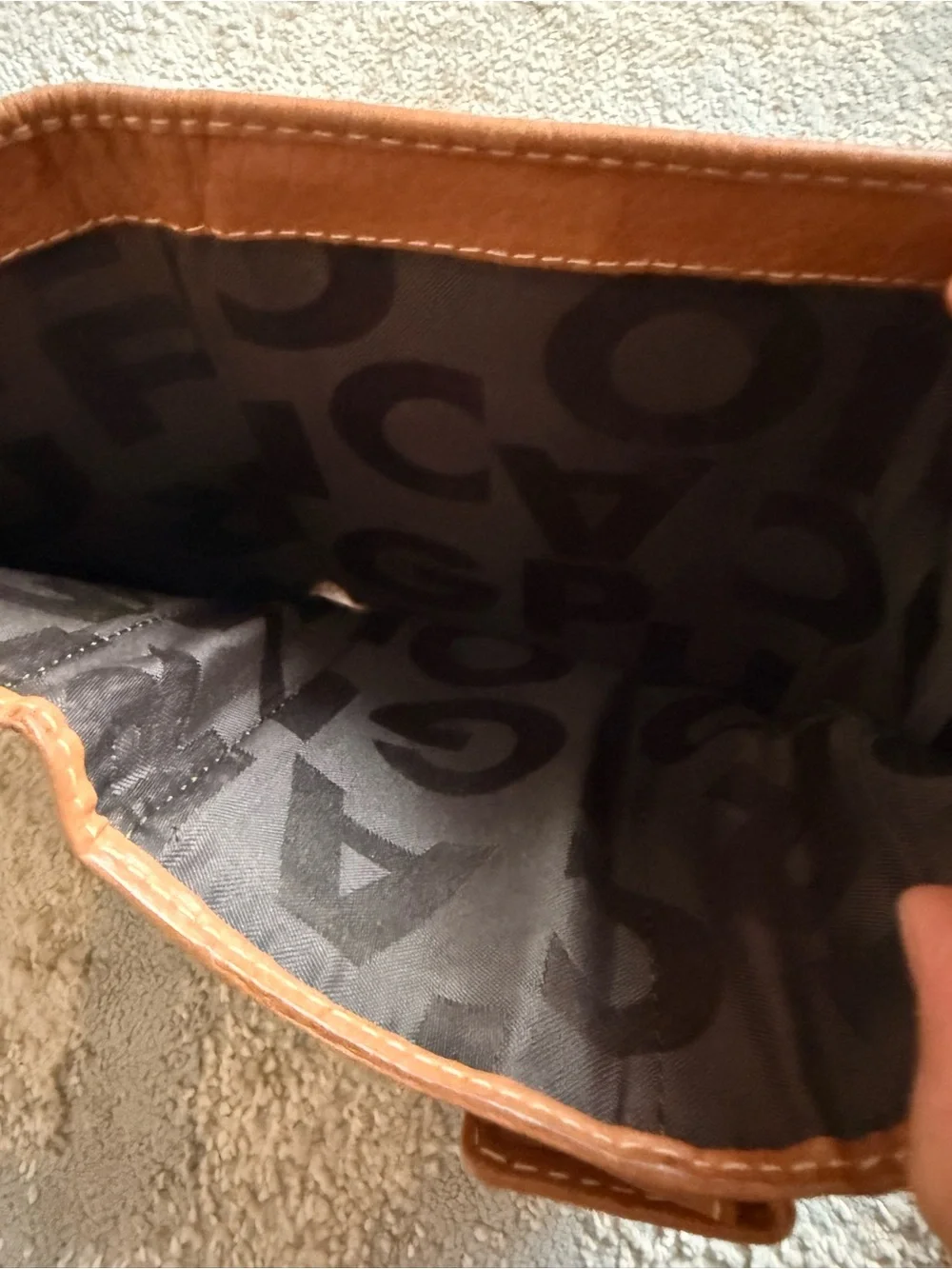 Purificación García Tan Leather Trifold Wallet